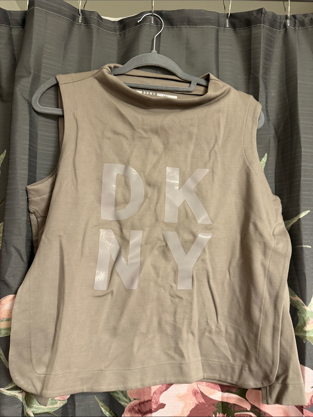 DKNY Taupe Muscle Tee with Gloss Logo